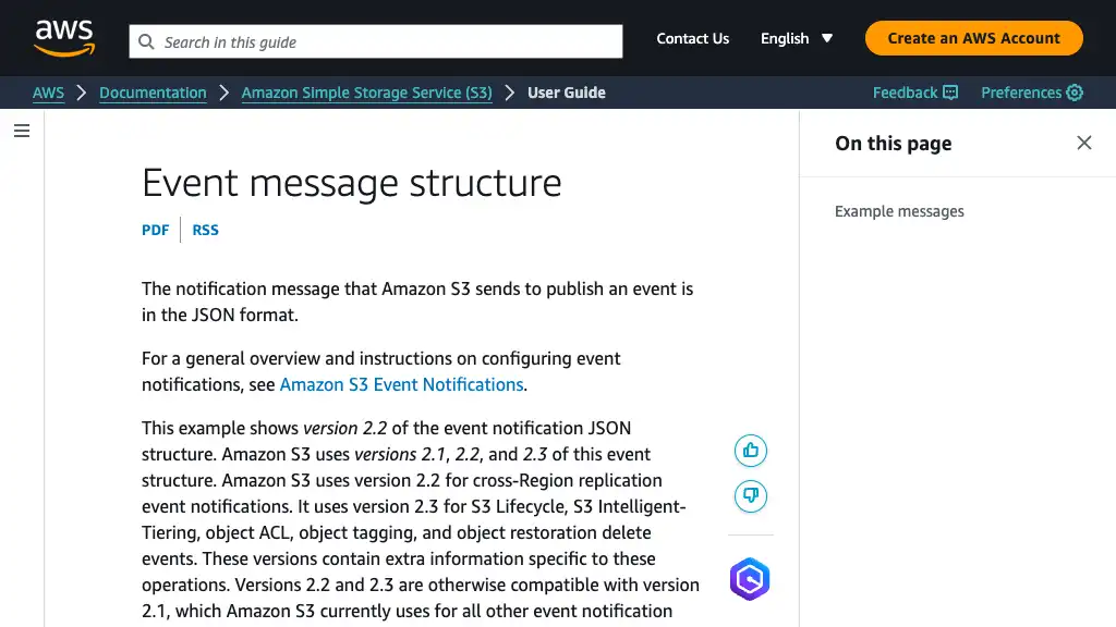 Event message structure - Amazon Simple Storage Service