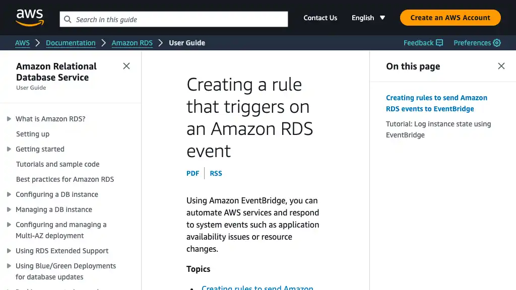 Creating a rule that triggers on an Amazon RDS event - Amazon Relational Database Service