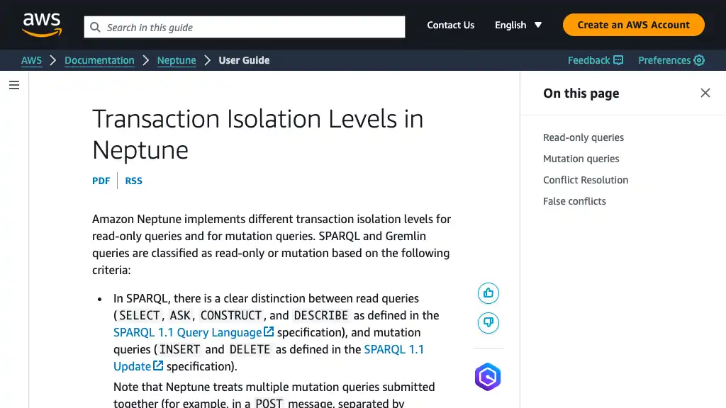 Transaction Isolation Levels in Neptune - Amazon Neptune