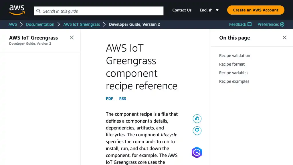 AWS IoT Greengrass component recipe reference - AWS IoT Greengrass