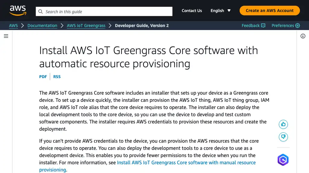 Install AWS IoT Greengrass Core software with automatic resource provisioning - AWS IoT Greengrass