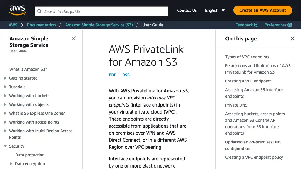 AWS PrivateLink for Amazon S3 - Amazon Simple Storage Service