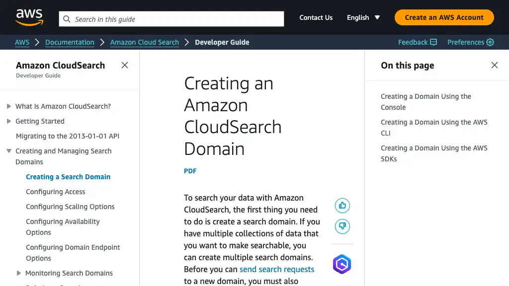 Creating an Amazon CloudSearch Domain - Amazon CloudSearch