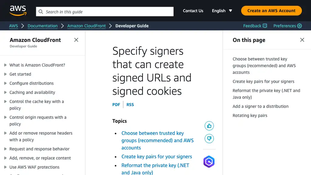 Specify signers that can create signed URLs and signed cookies - Amazon CloudFront