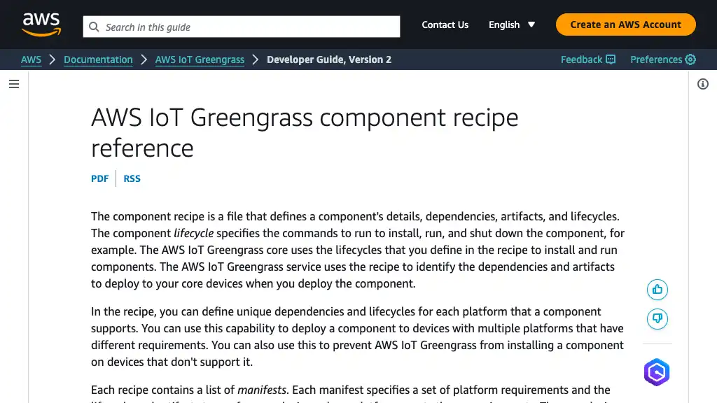 AWS IoT Greengrass component recipe reference - AWS IoT Greengrass