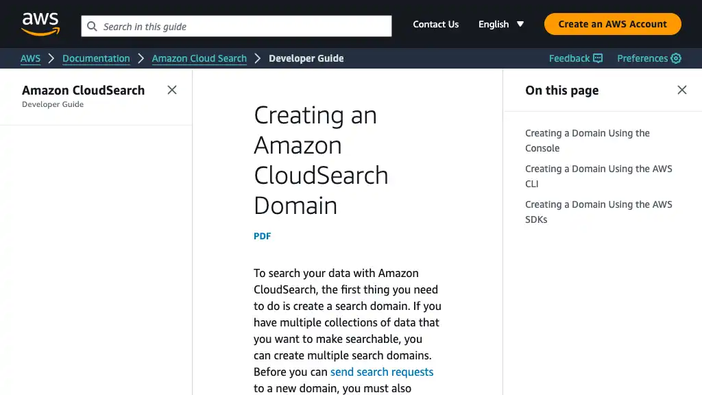 Creating an Amazon CloudSearch Domain - Amazon CloudSearch