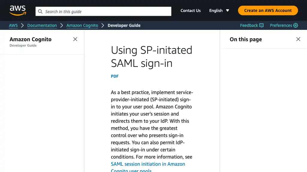 Using SP-initated SAML sign-in - Amazon Cognito