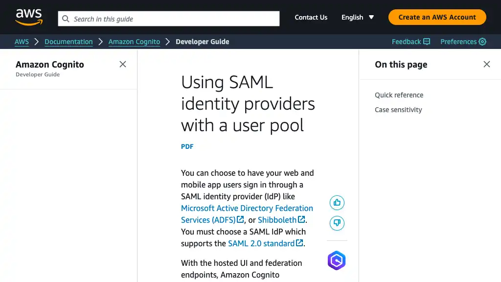 Using SAML identity providers with a user pool - Amazon Cognito