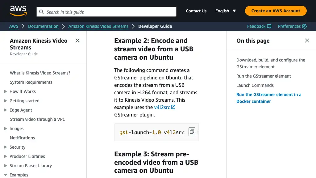 Example: Kinesis Video Streams Producer SDK GStreamer plugin - Amazon Kinesis Video Streams