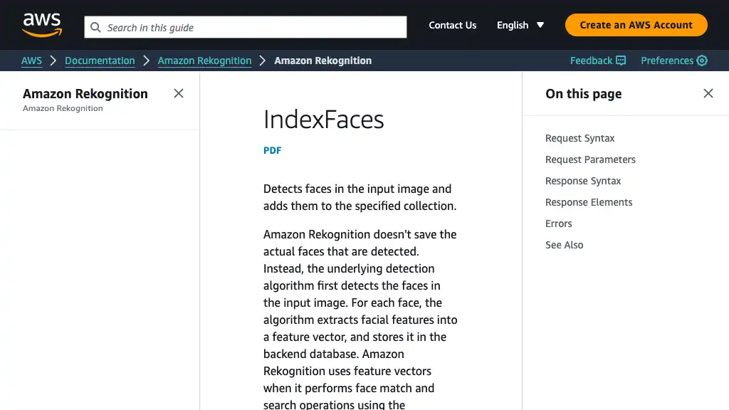 IndexFaces - Amazon Rekognition