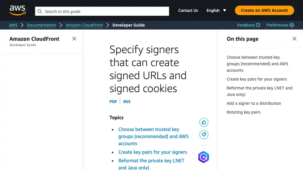 Specify signers that can create signed URLs and signed cookies - Amazon CloudFront