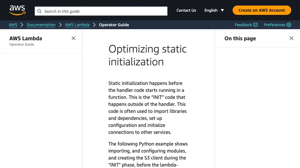 Optimizing static initialization - AWS Lambda